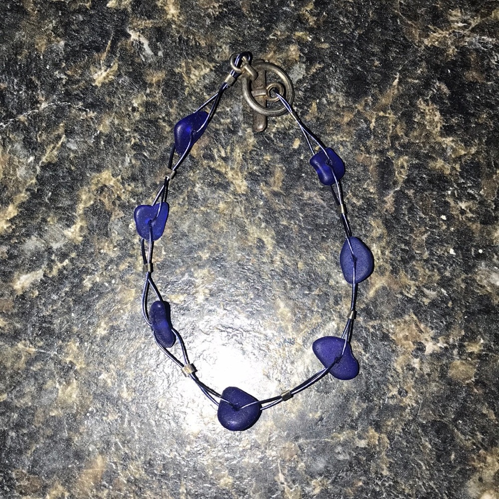 Blue sea glass bracelet
